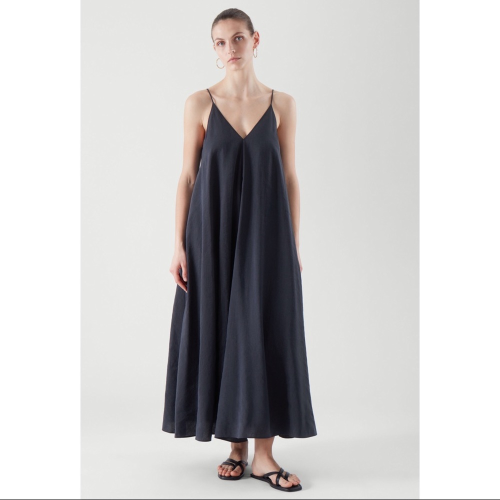 COS Navy v-neck slip dress